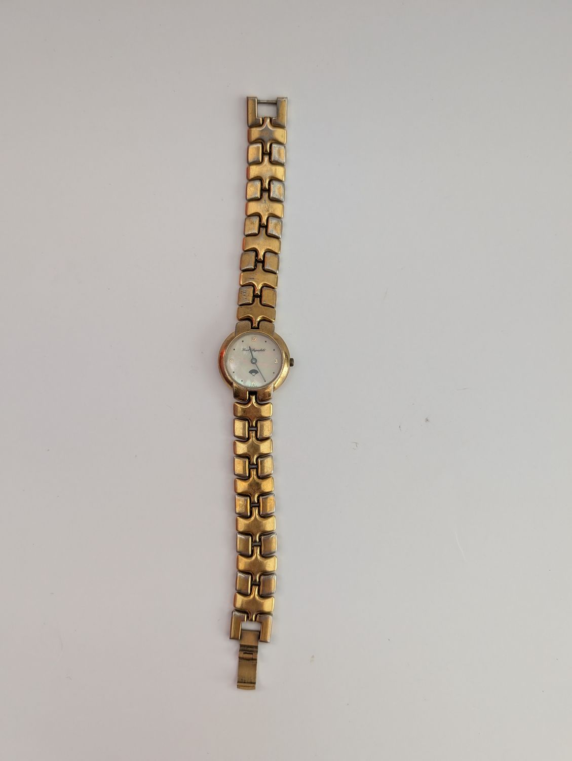 LAGERFELD Ladies Gold Tone Watch with Mother of Pearl Face