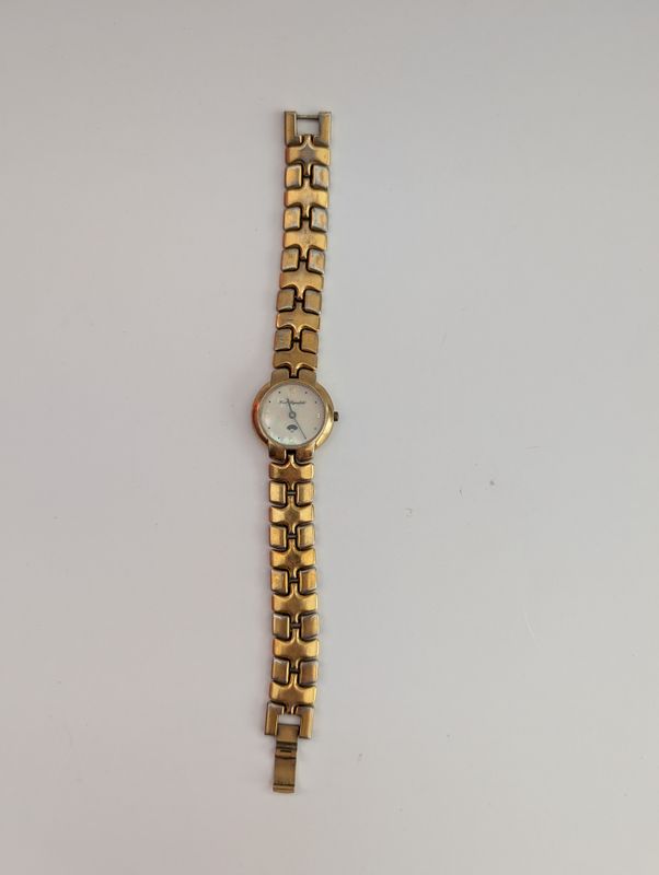 LAGERFELD Ladies Gold Tone Watch with Mother of Pearl Face