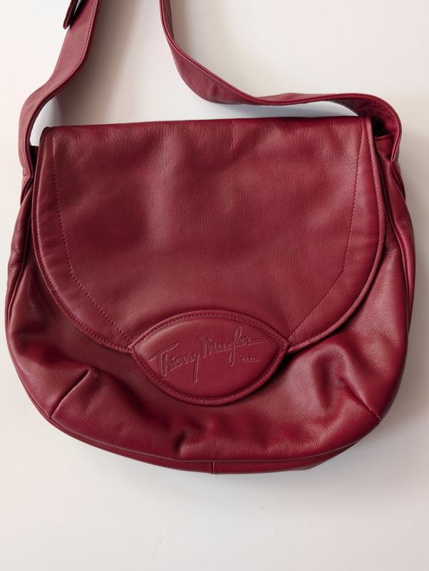 THIERRY MUGLER 1980&#39;s Wine Color Shoulder Bag