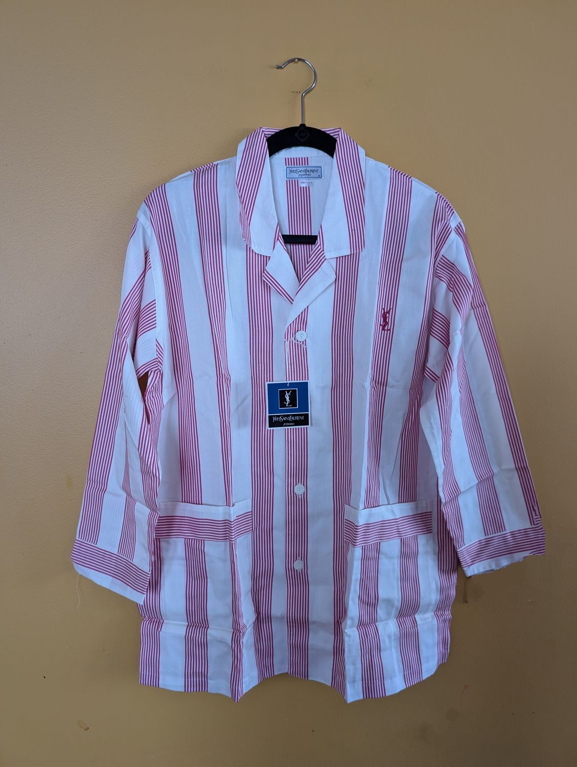 YSL Deadstock Pajama Shirt Red/White Stripe Men&#39;s Small