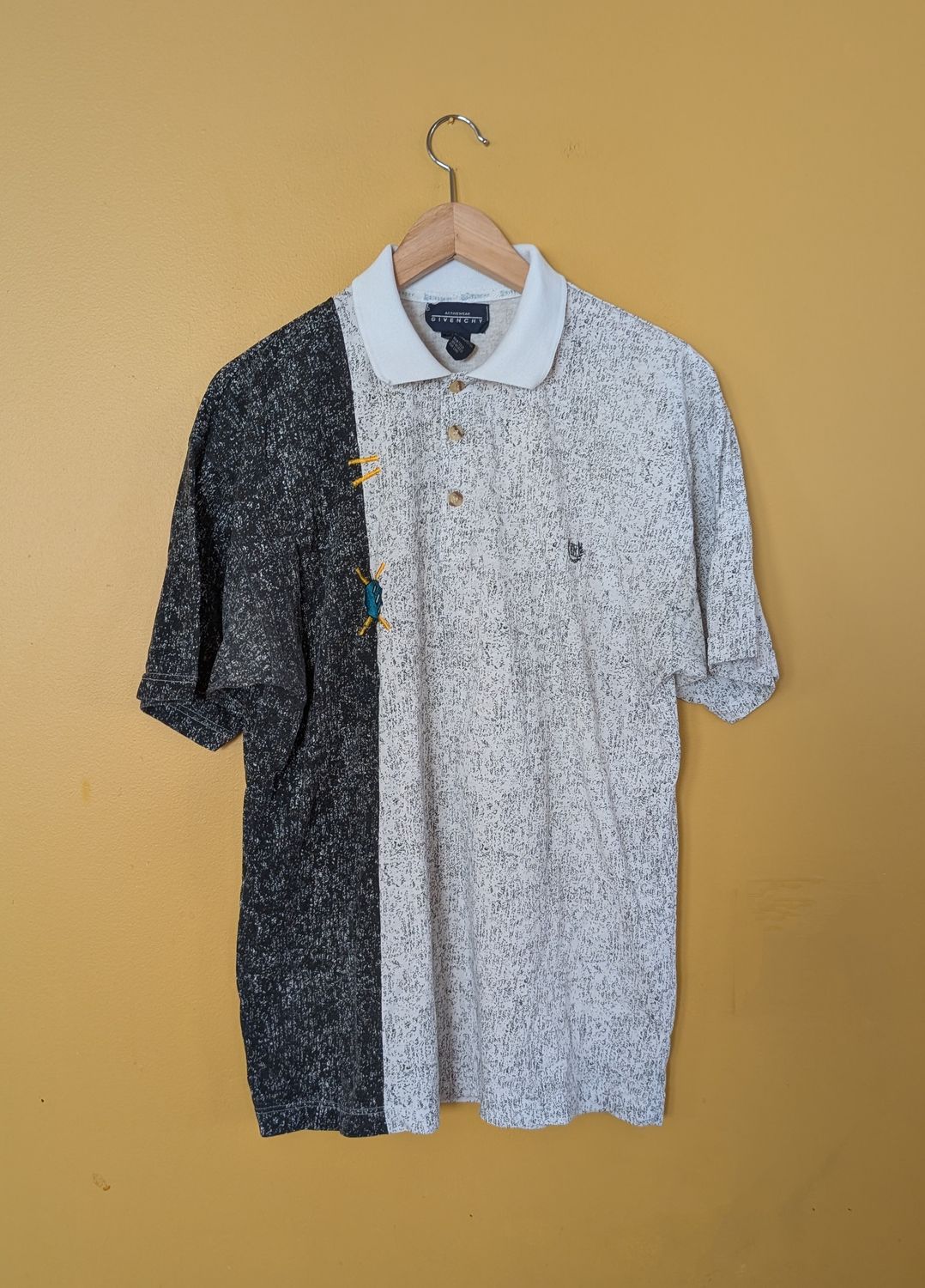 GIVENCHY 1980s Heather/Charcoal Gray Short Sleeve Polo Shirt Size L