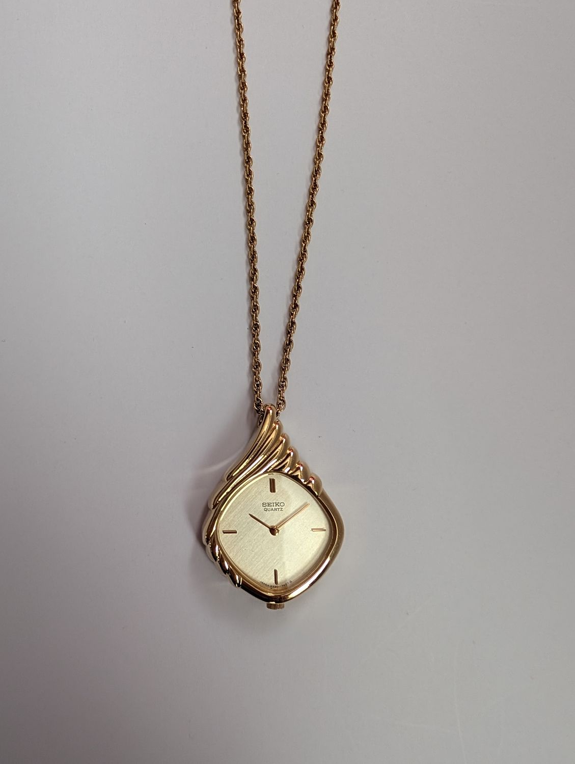 SEIKO Gold Tone Watch Pendant Necklace