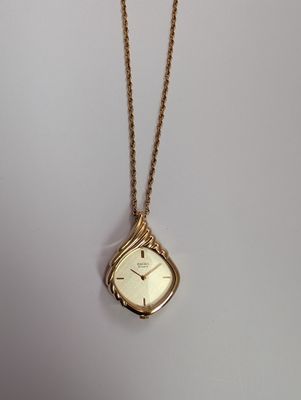 SEIKO Gold Tone Watch Pendant Necklace