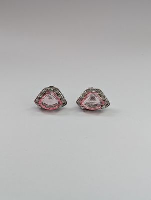 NINA RICCI Silver/Pink Stud Earrings