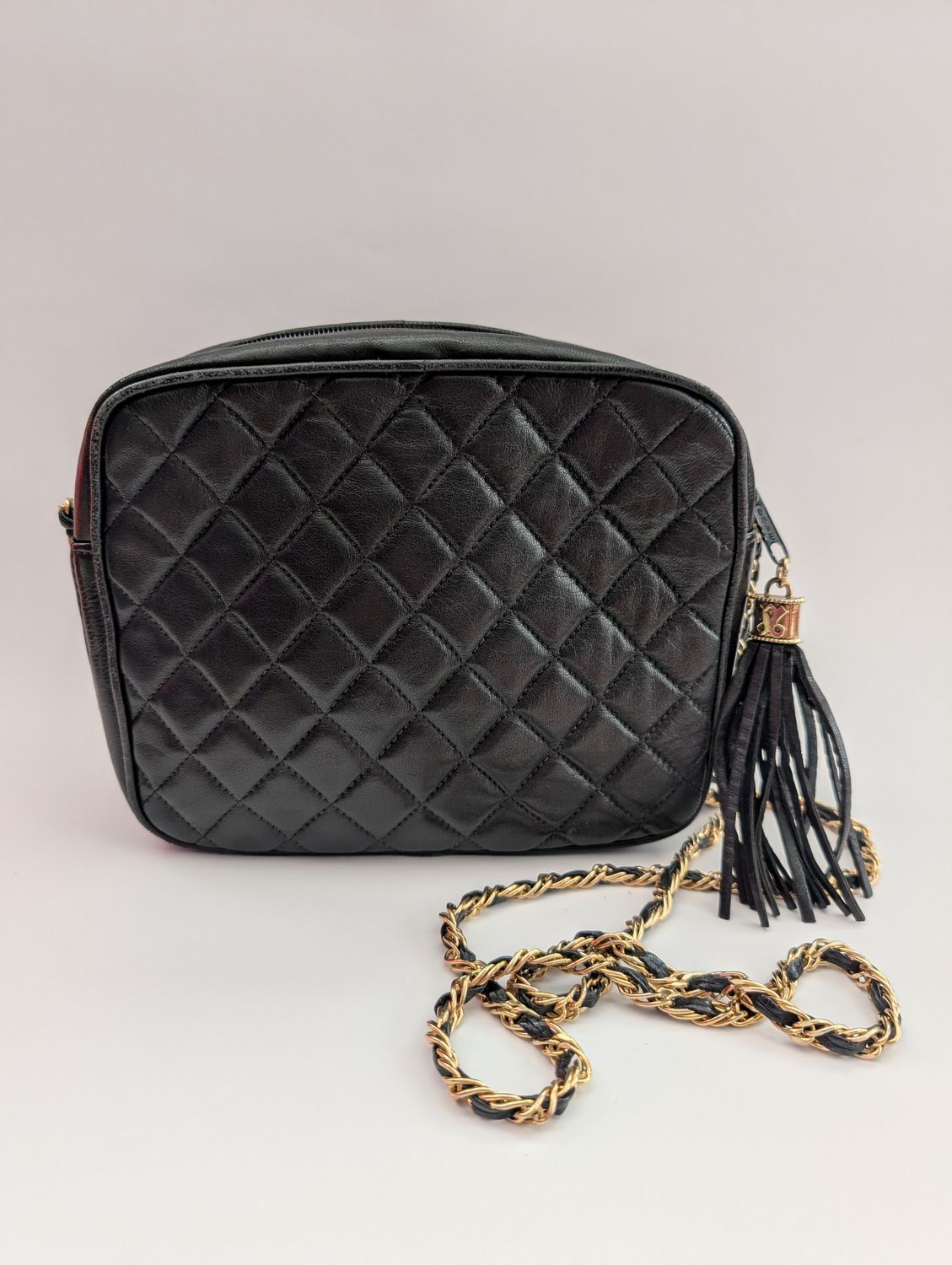 JAY HERBERT Black Leather Quilted Shoulder Bag