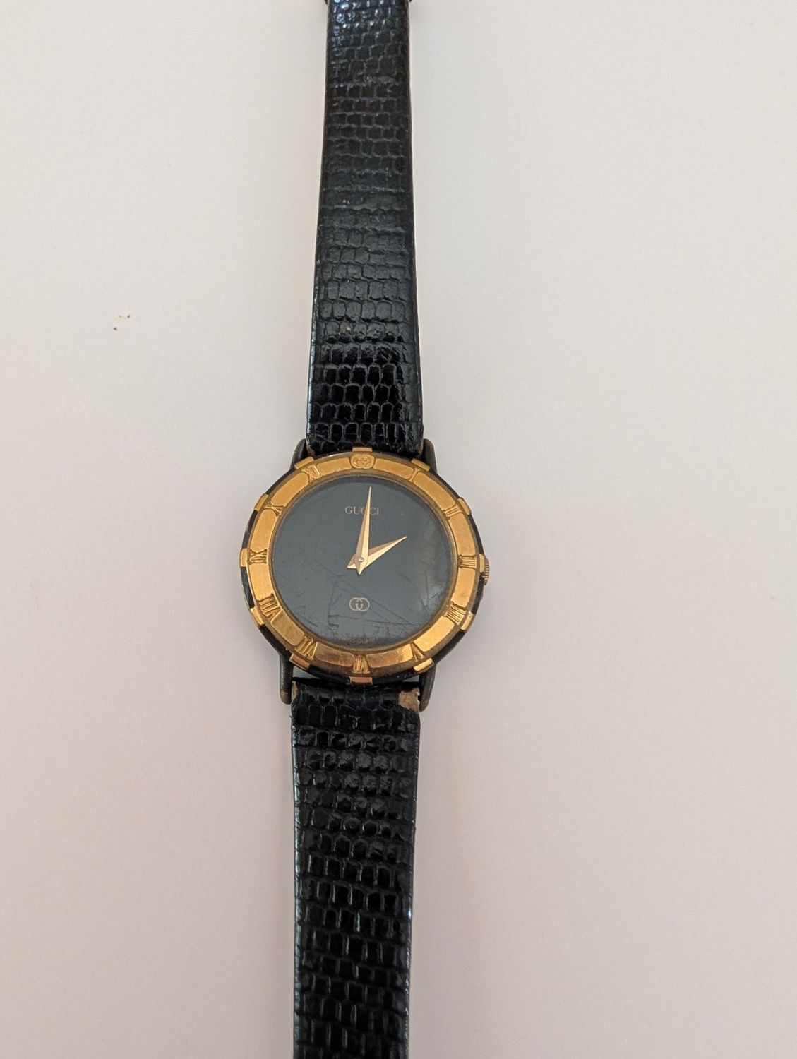 GUCCI 1980&#39;s  Black Snakeskin Watch