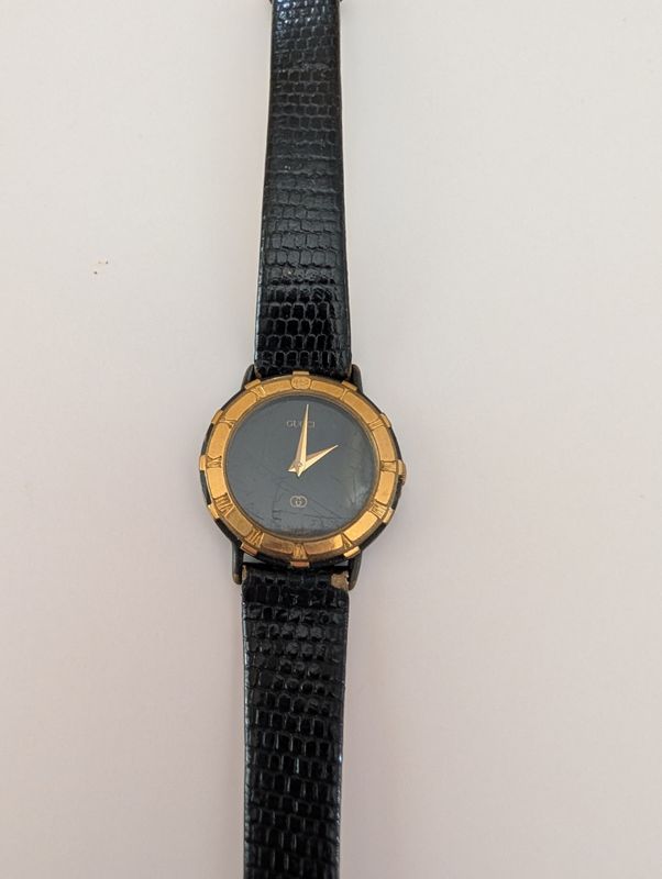 GUCCI 1980's  Black Snakeskin Watch