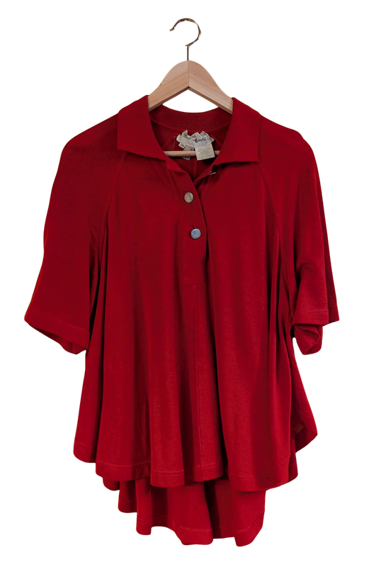 KARL LAGERFELD 1980&#39;s Red Knit Trapeze Top Sz 38