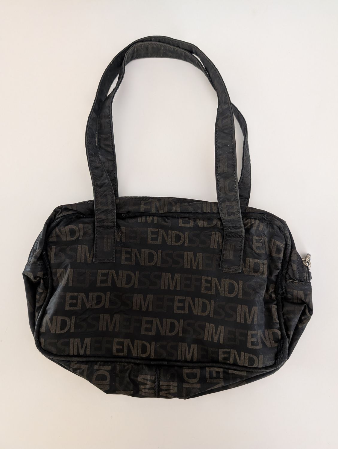FENDISSME Black Printed Small Bowling Bag