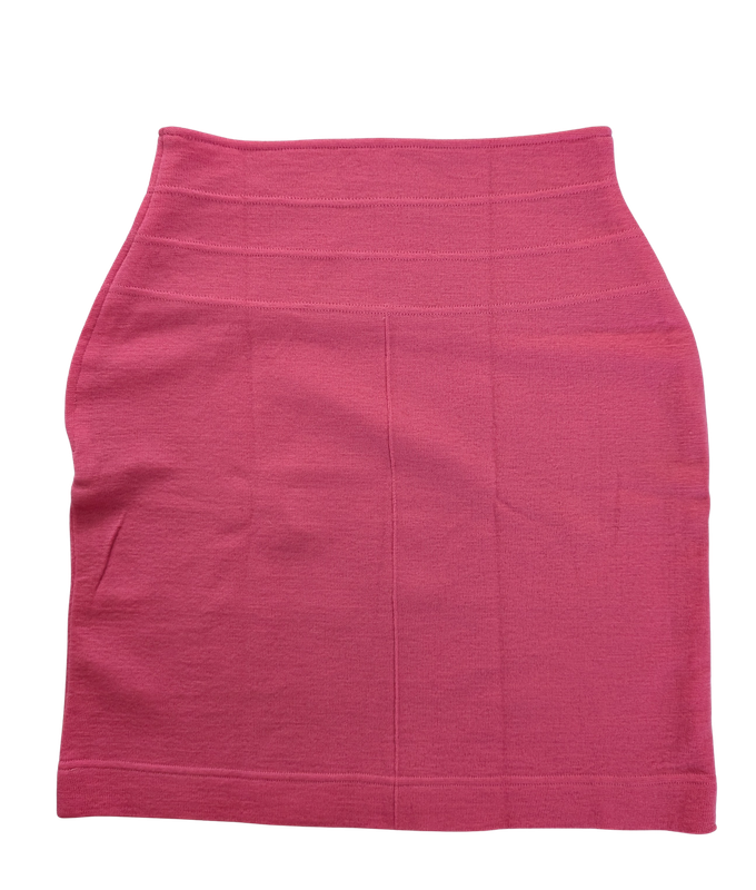 CLAUDE MONTANA Bubble Gum Pink Knit Mini Skirt SZ 2/4