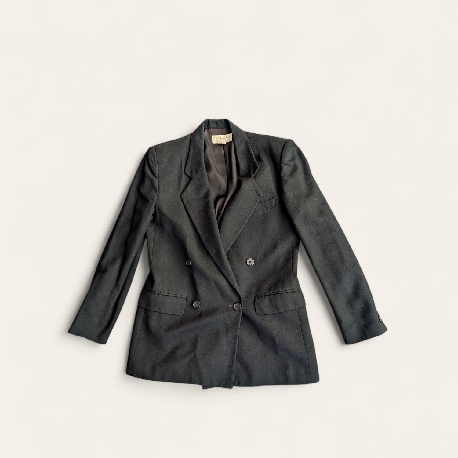 CHRISTIAN DIOR SEPARATES Ladies Black Cady Double Breasted Blazer SZ 10