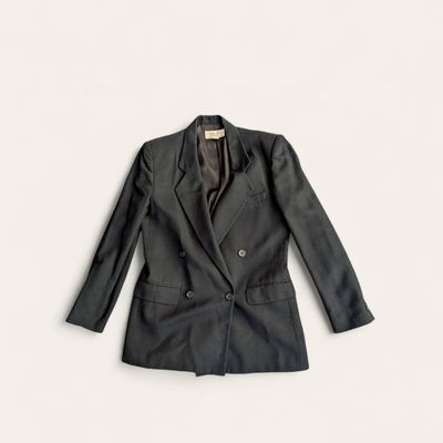 CHRISTIAN DIOR SEPARATES Ladies Black Cady Double Breasted Blazer SZ 10