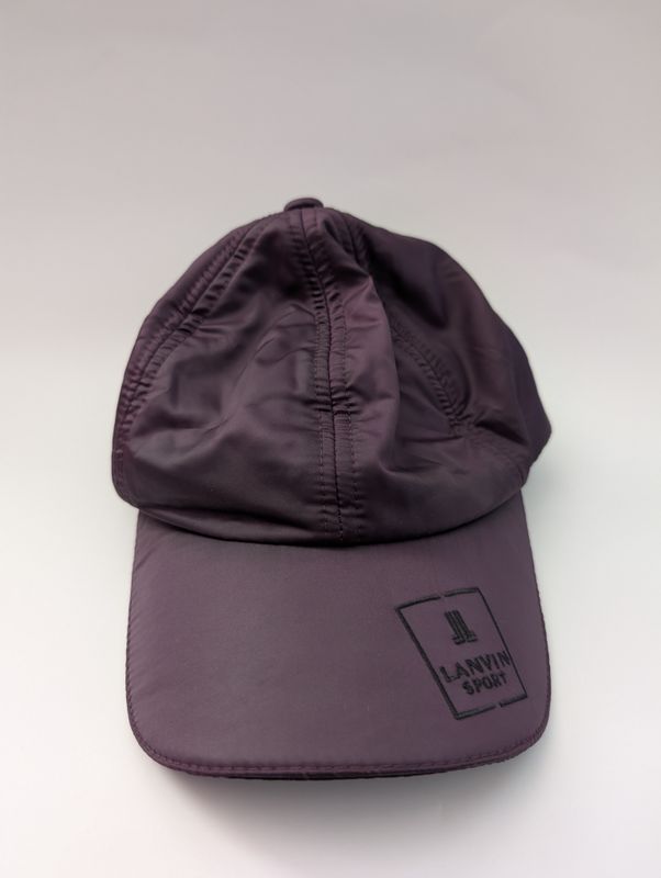 LANVIN SPORT Eggplant Embroidered Logo Satin Baseball Cap