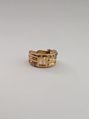 GIVENCHY Signed Single Clip Earring (CRYSTAL BANDED HUGGIE)