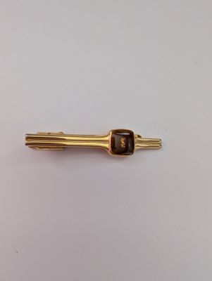 YSL Tie/ Hair Clip (GOLD W. AMBER STONE)