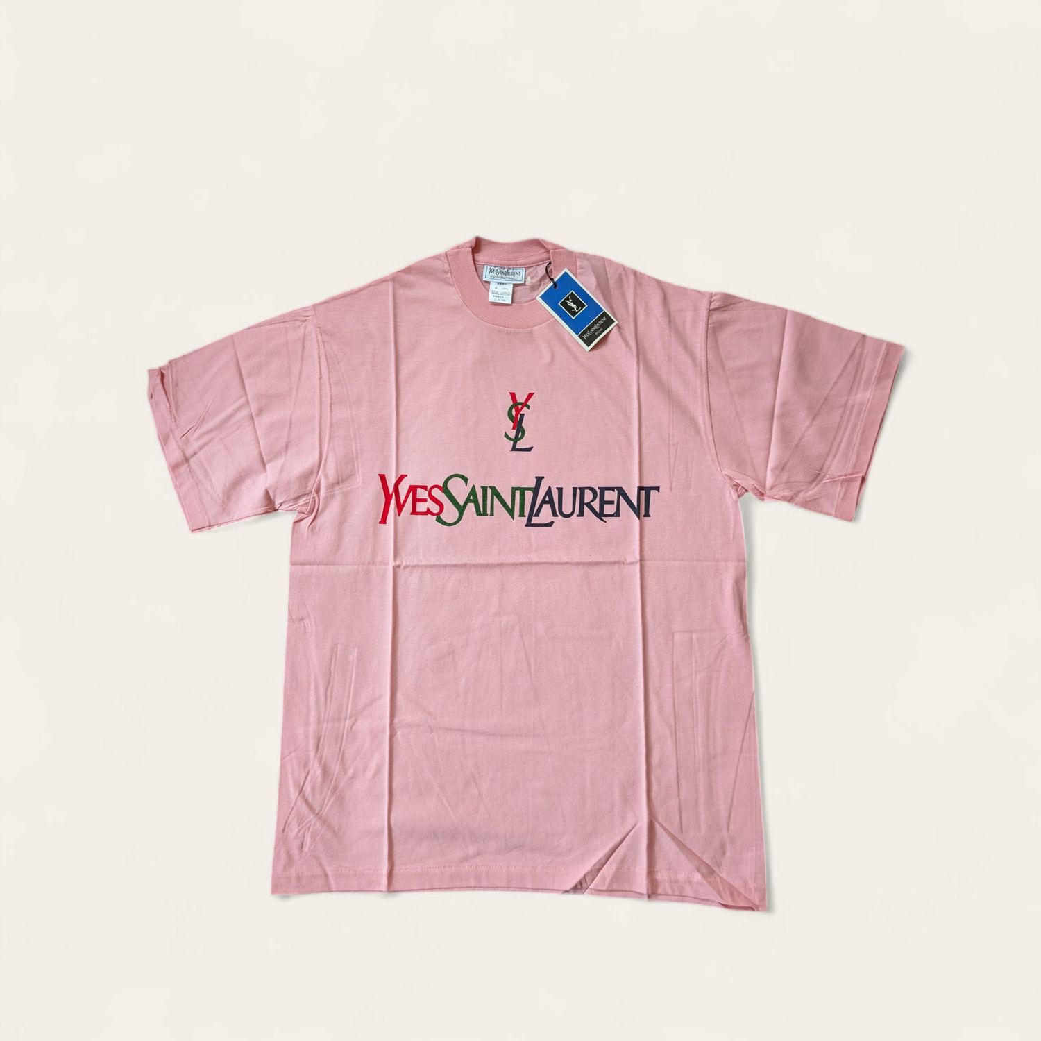 YSL Deadstock Men&#39;s Pink T-Shirt Size M
