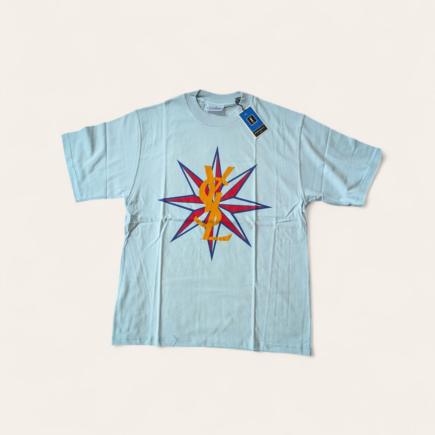 YSL Deadstock Men&#39;s Blue T-Shirt SZ M