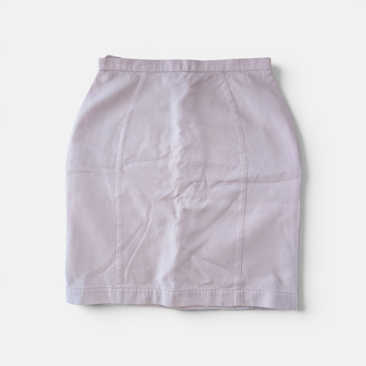 THIERRY MUGLER High Waist Light Pink Textured Cotton Mini Skirt SZ 42