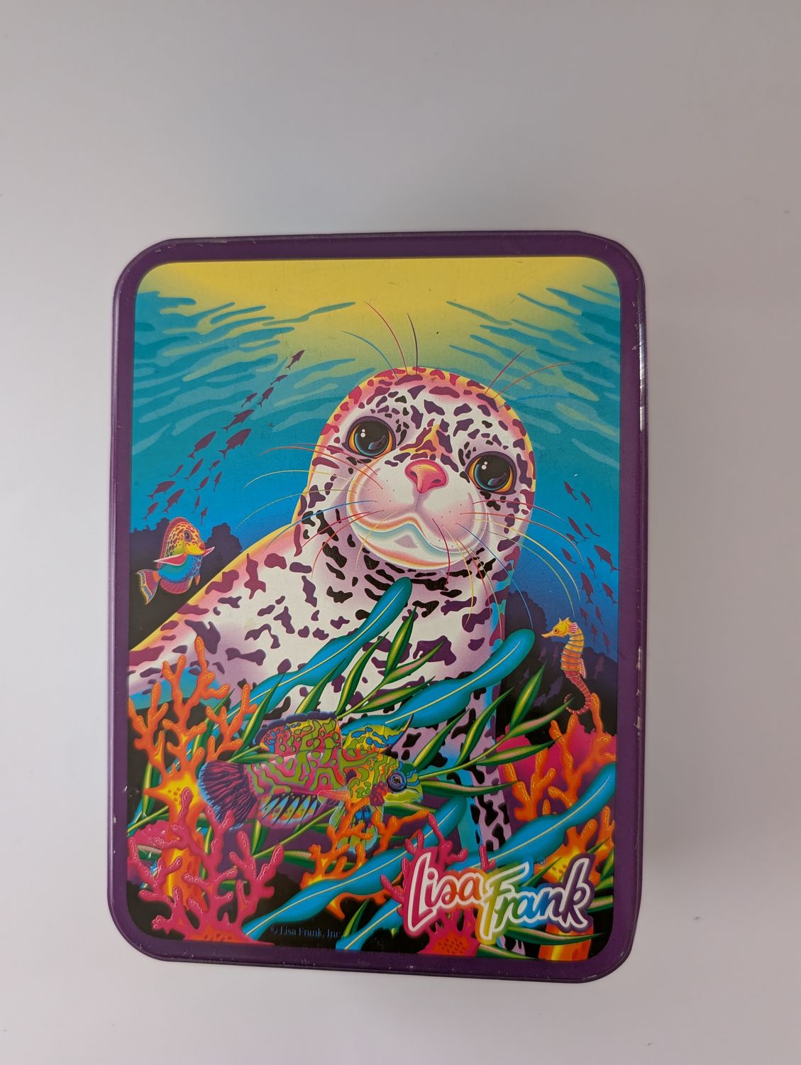 LISA FRANK 90s Rainbow Reed Skeeter Seal Collectible Tin