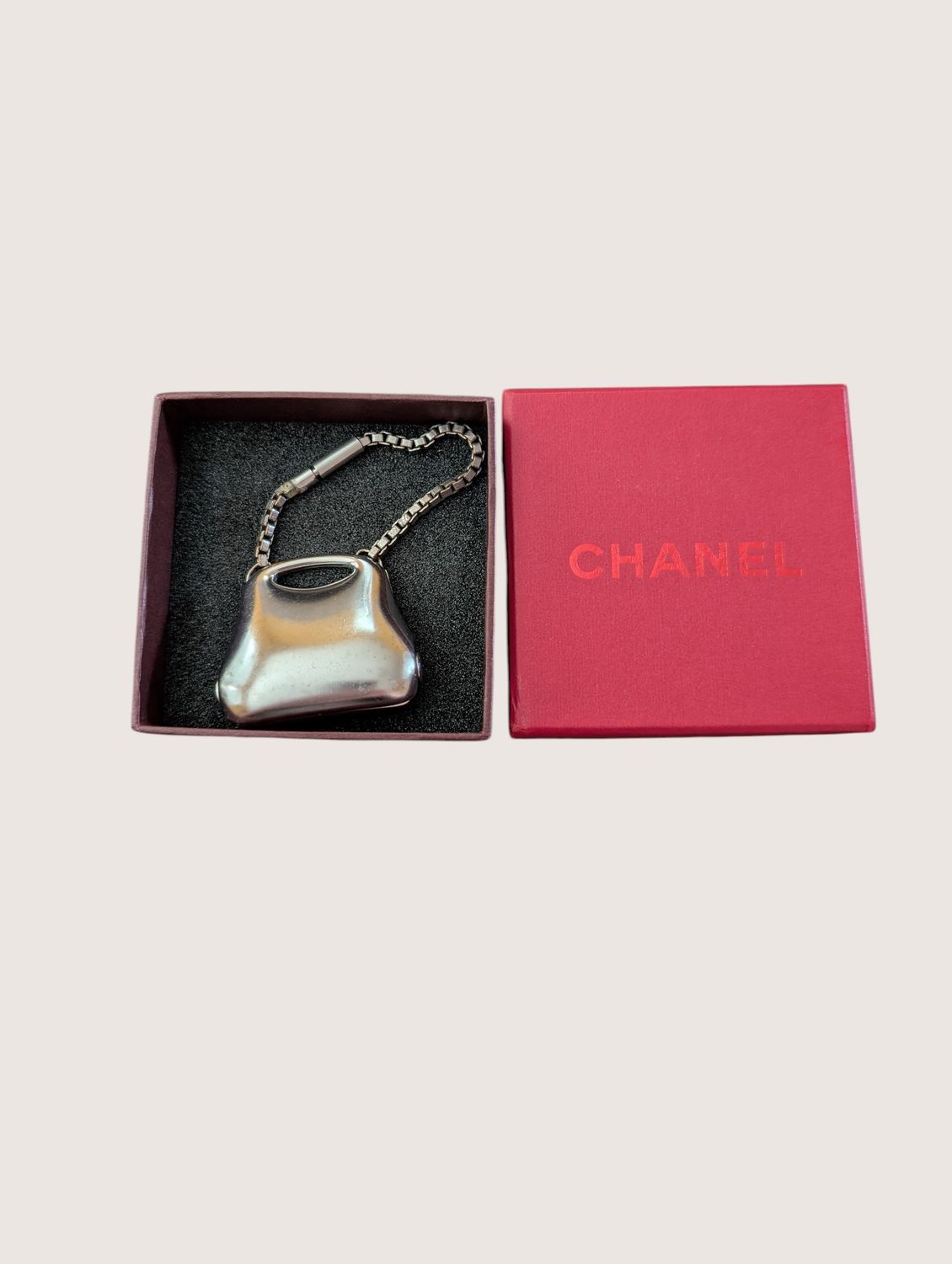 CHANEL Silver Bag Keychain  (As Is)