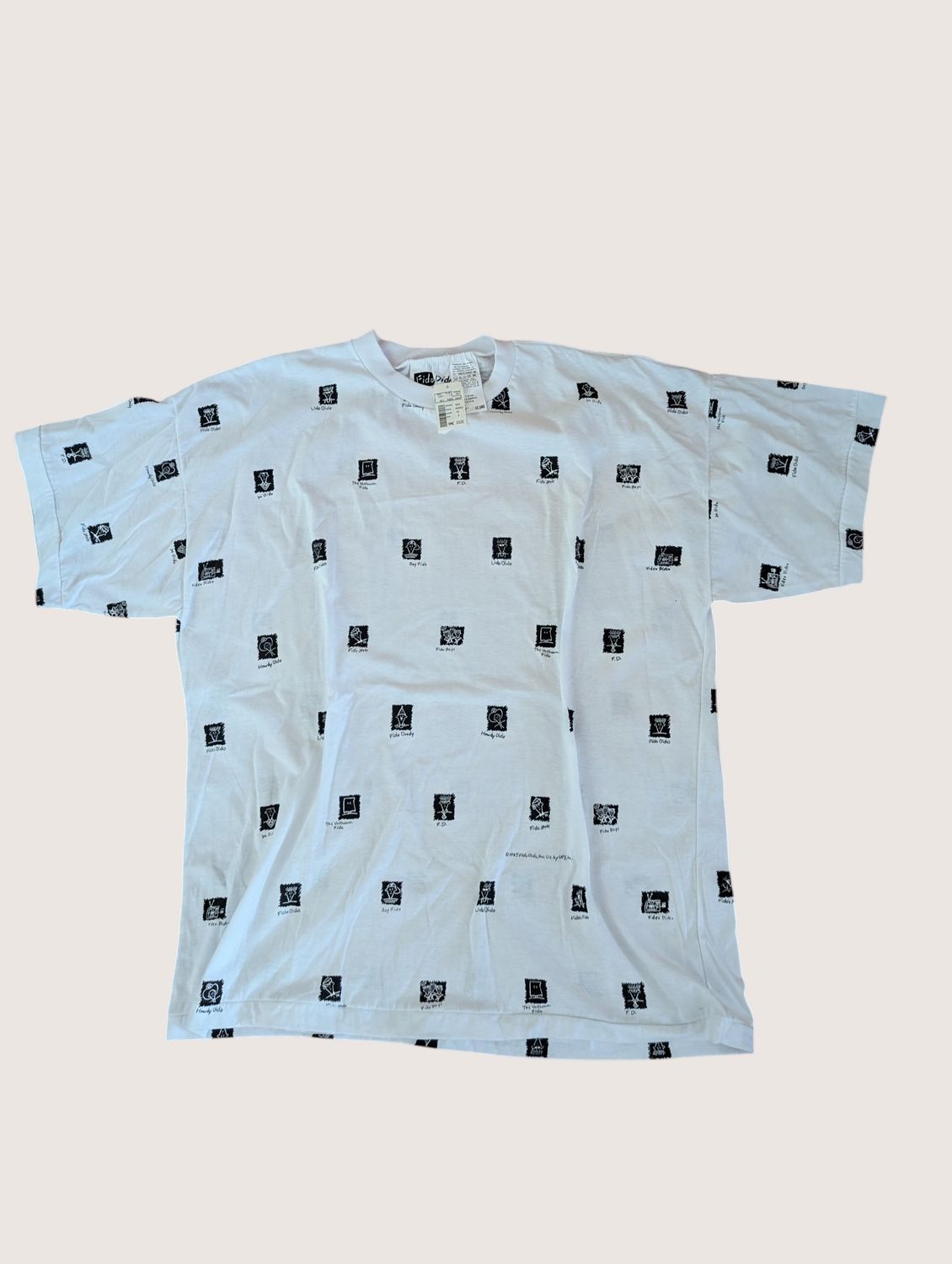 FIDO DIDO Deadstock White Printed T-shirt Size XL Unisex