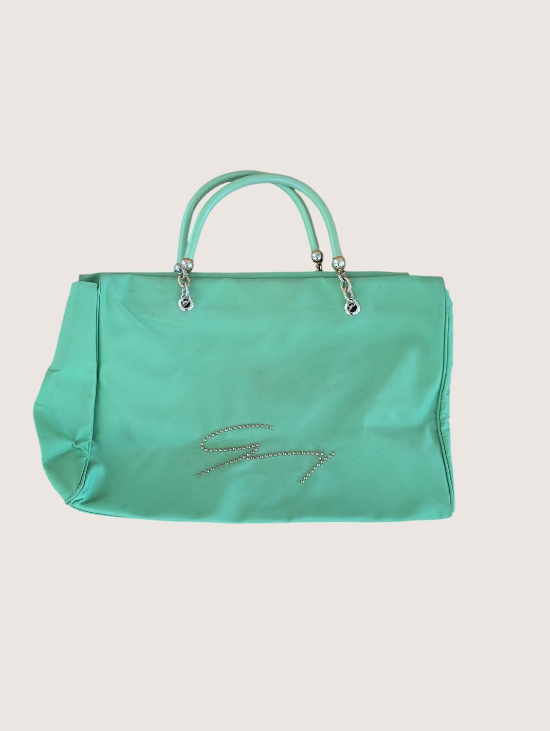 GENNY Lime Green Satin Tote Bag (As Is)