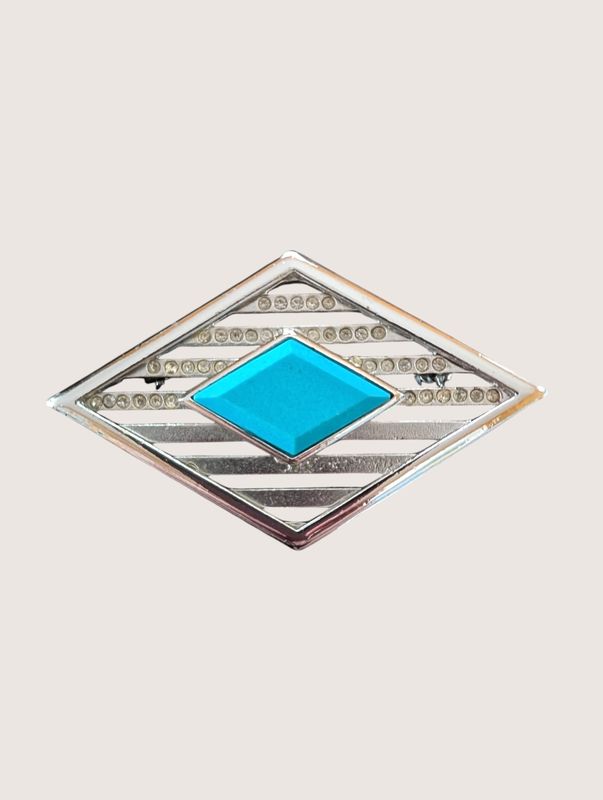 JEAN LOUIS SCHRERRER  Diamond Shape Brooch with Turquoise Stone