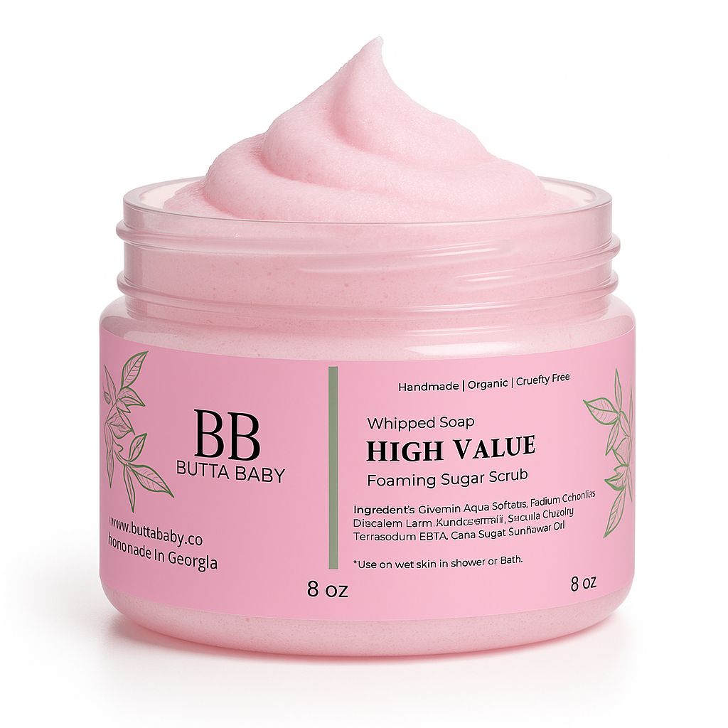 HIGH VALUE ~ Whipped Soap | Foaming Sugar Scrub 8oz
