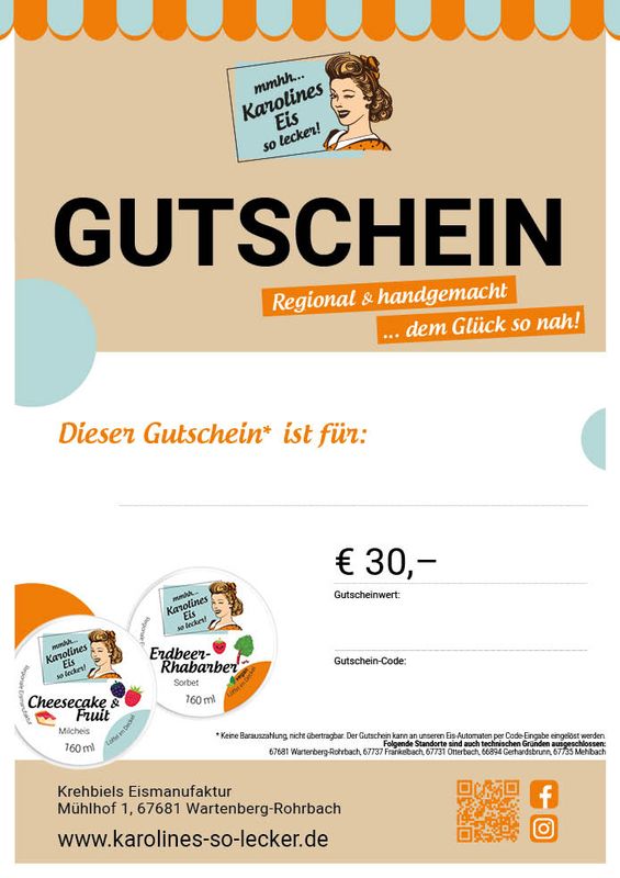 Eis-Gutschein 30 Euro