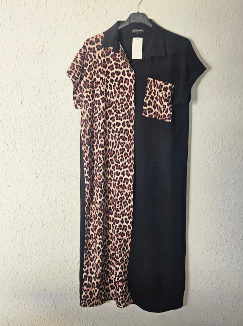 Vestido camisero manga corta animal print