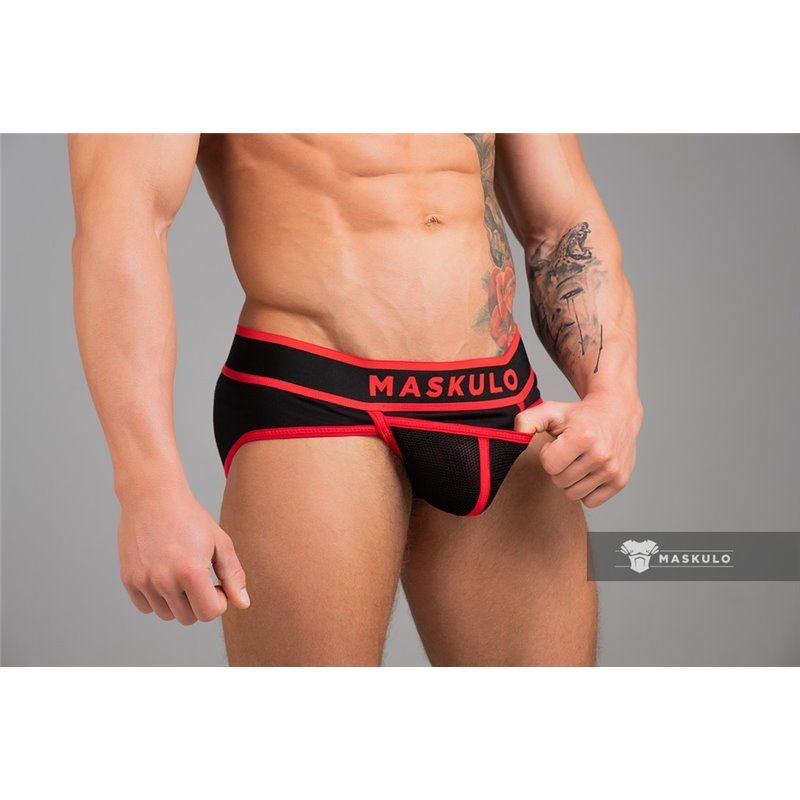 MASKULO - Life Men&#39;s Briefs Open rear Cotton Red - L