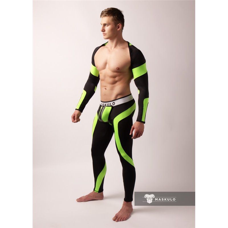 MASKULO - Men&#39;s Fetish Leggings Codpiece Neon Green - 5XL