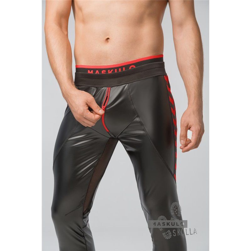 MASKULO - Men�s Fetish Leatherette Pants Red - 5XL