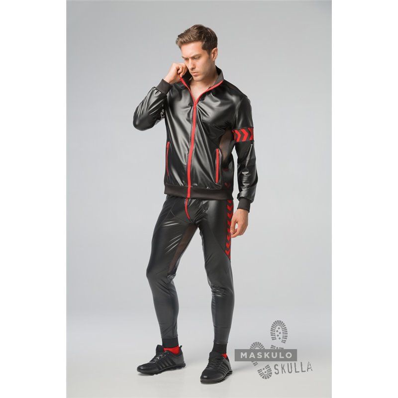 MASKULO - Men�s Fetish Leatherette Jacket Red - 5XL