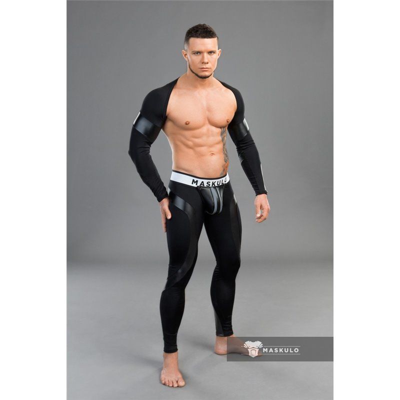 MASKULO - Men&#39;s Fetish Leggings Codpiece Zipped Rear Black - XL