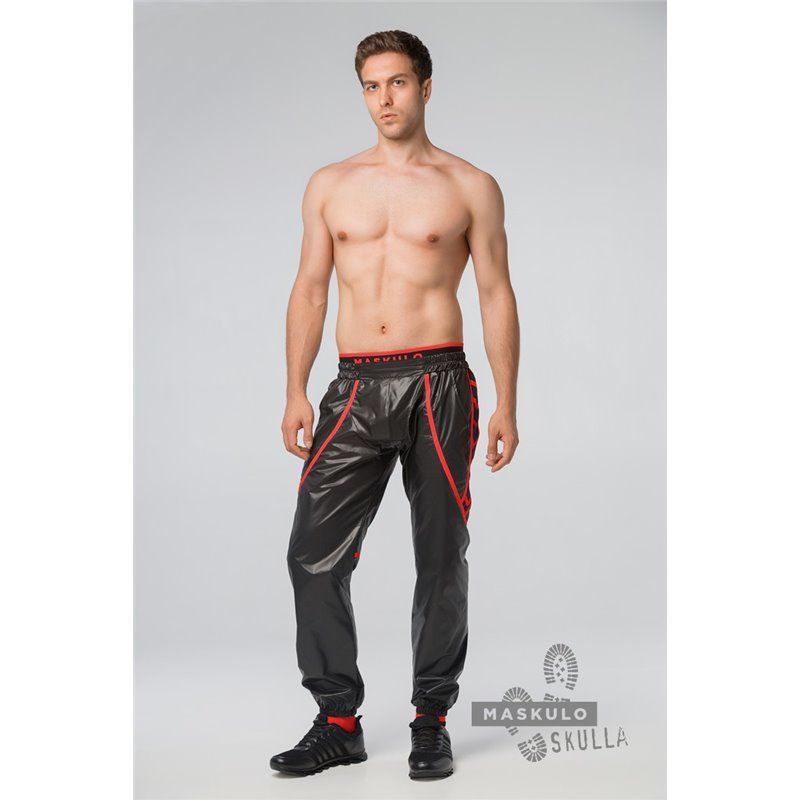 MASKULO - Men�s Fetish Windbreaker Pants Red  - Small