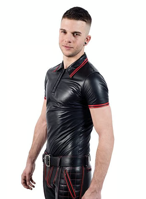 Addikt Leather Polo With Two Stripes