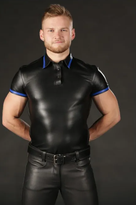 Addikt Leather Polo With One Stripe