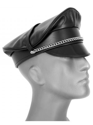 Addikt Leather Colored Officer Muir Cap with Chain