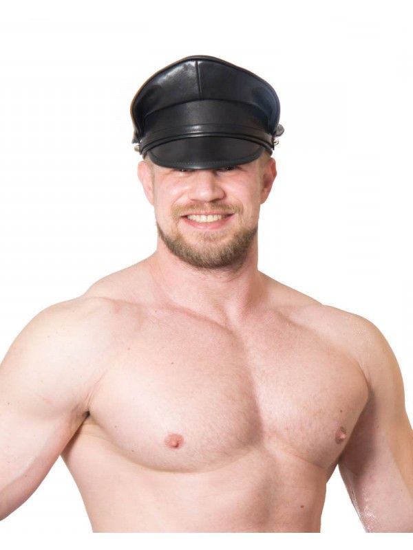 Addikt Leather Pipped Officer Muir Cap with Leather Band