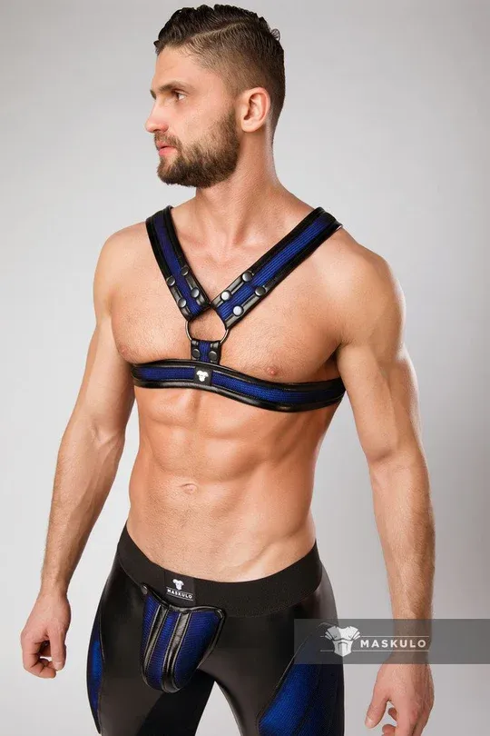 MASKULO - 2 Fronts Chest Harness Royal Blue - XL