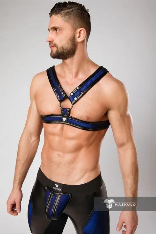 MASKULO - 2 Fronts Chest Harness Royal Blue - XL