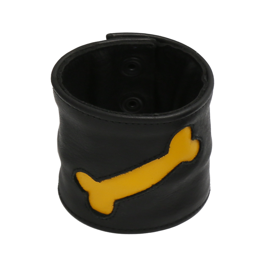 Addikt Leather Puppy Bone Wristwallet: Black &amp; Yellow