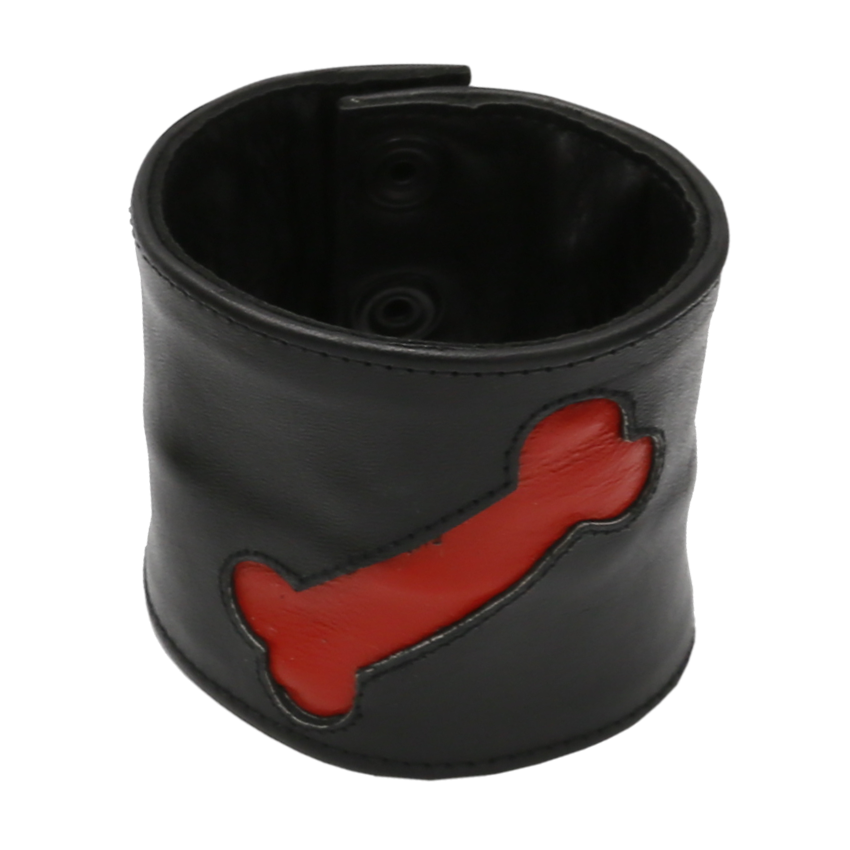 Addikt Leather Puppy Bone Wristwallet: Black &amp; Red