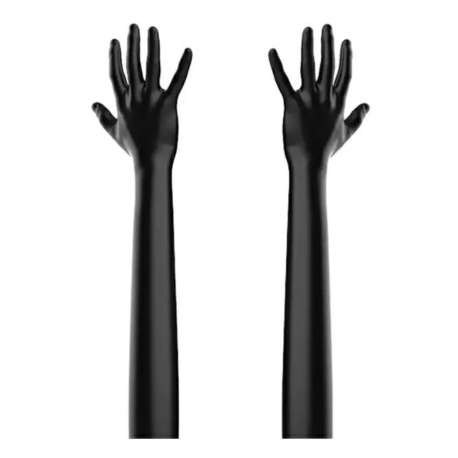 Silicone Black Long Gloves