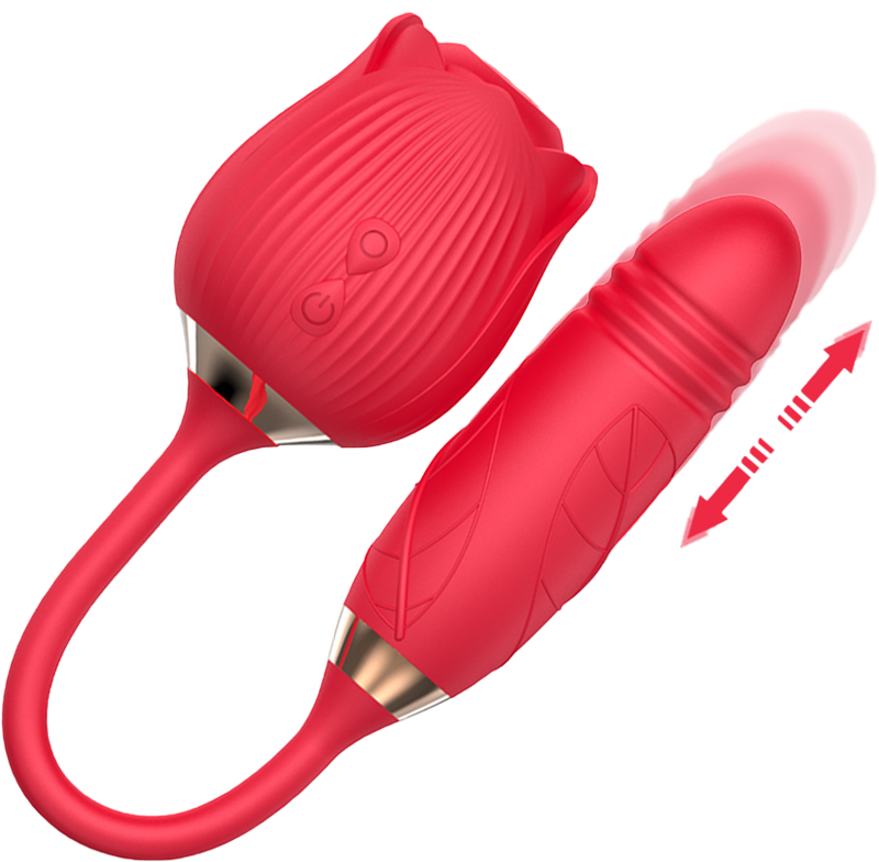 OBSESSD G-SPOT CLITORIS ROSE &amp; TELESCOPIC VIBRATOR - red