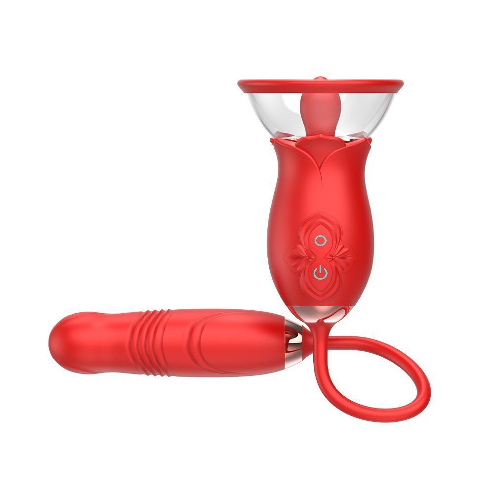 OBSESSD G-SPOT TONGUE VACUUM &amp; TELESCOPIC VIBRATOR - red