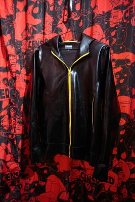 Regulation latex long sleeve hooded top with zipper XL