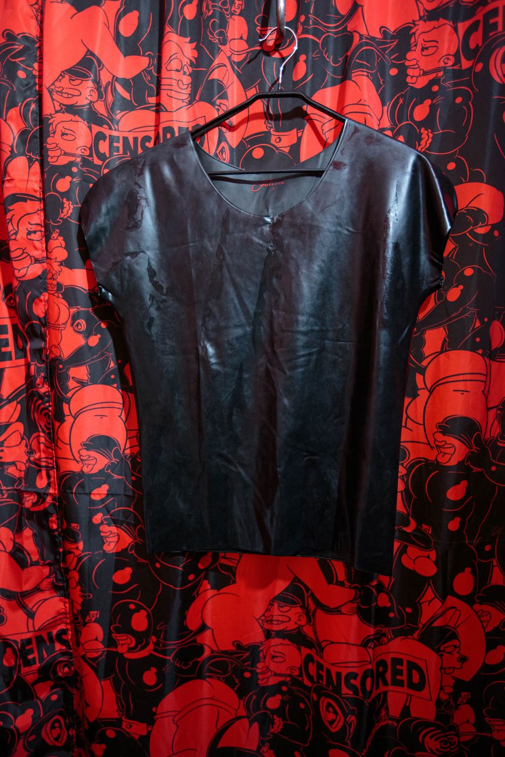 Fetisso black latex short sleeve top L