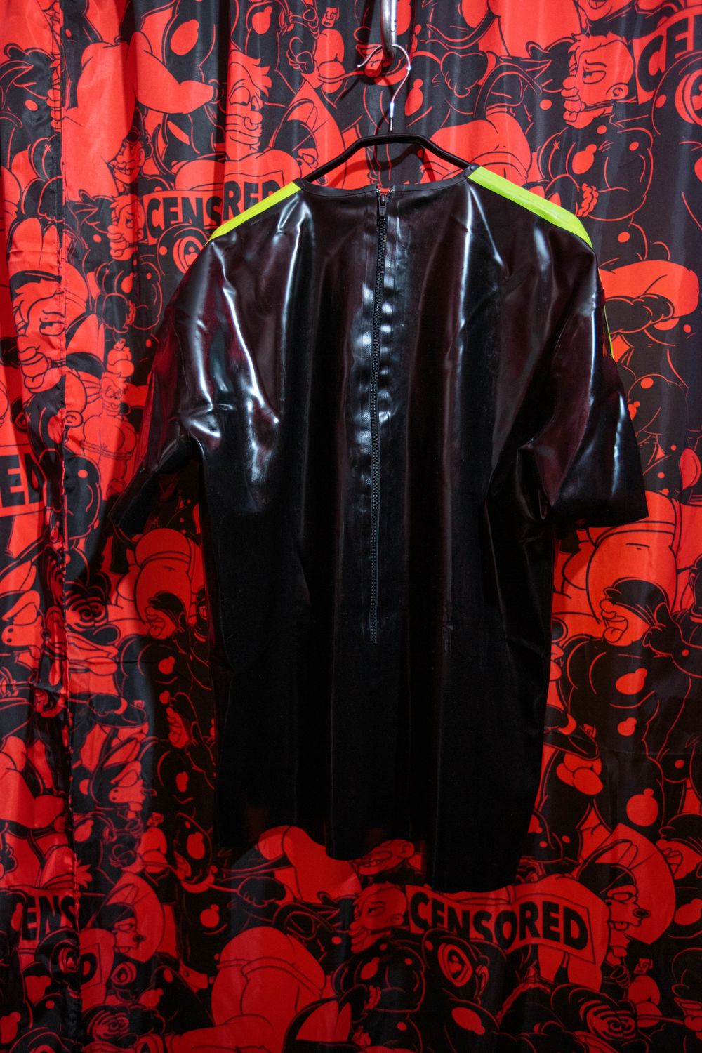 Black latex short sleeve top